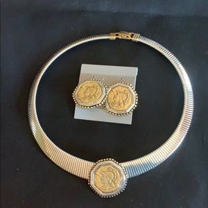 Greek coin necklace and earrings set
